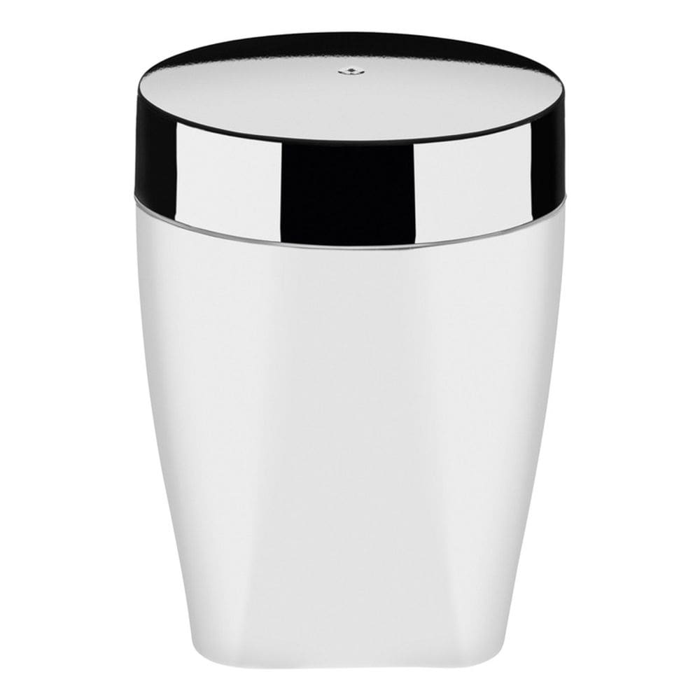 Porta Algodao/ Cotonete Plastico Branco Acabamento Cromado