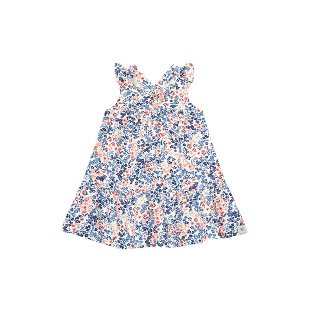 Vestido Em Cotton Infantil Menina Estampado Natural Mundi