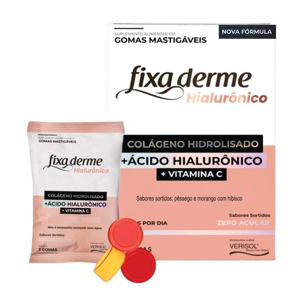 Fixa Derme Hialurônico + Colágeno Hidrolisado + Vitamina C 45 gomas