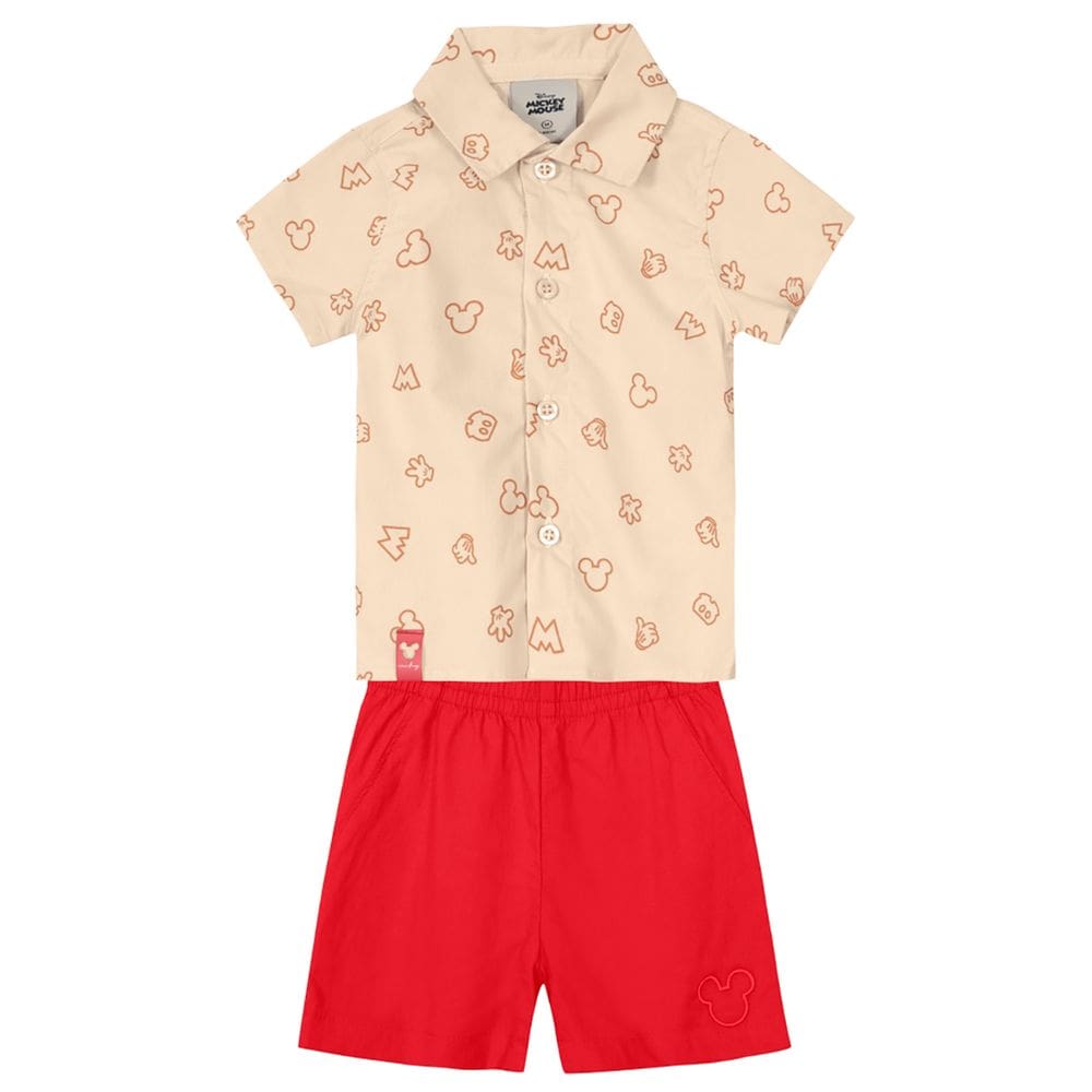Conjunto Mickey Mouse infantil menino em tricoline Mundi