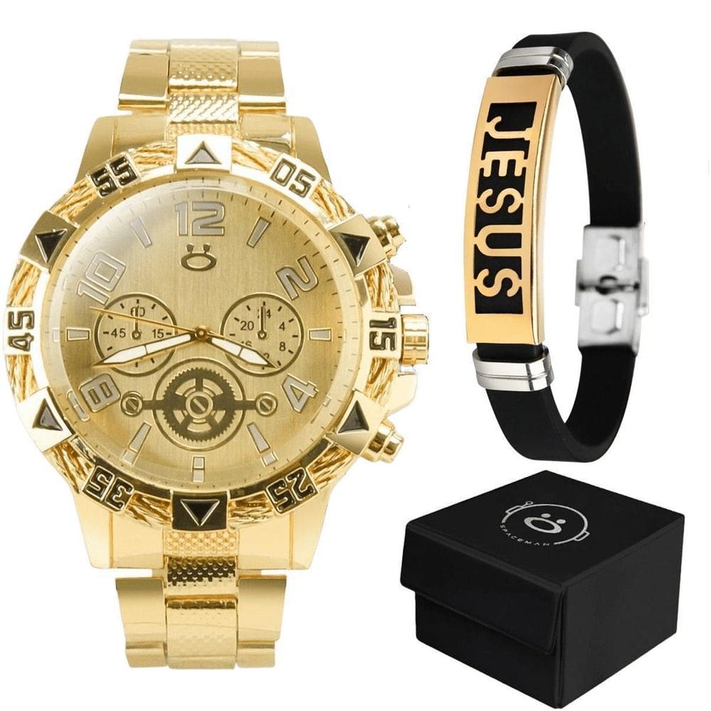 Relogio Masculino Aco Inox Analogico Pulseira Jesus Cristo