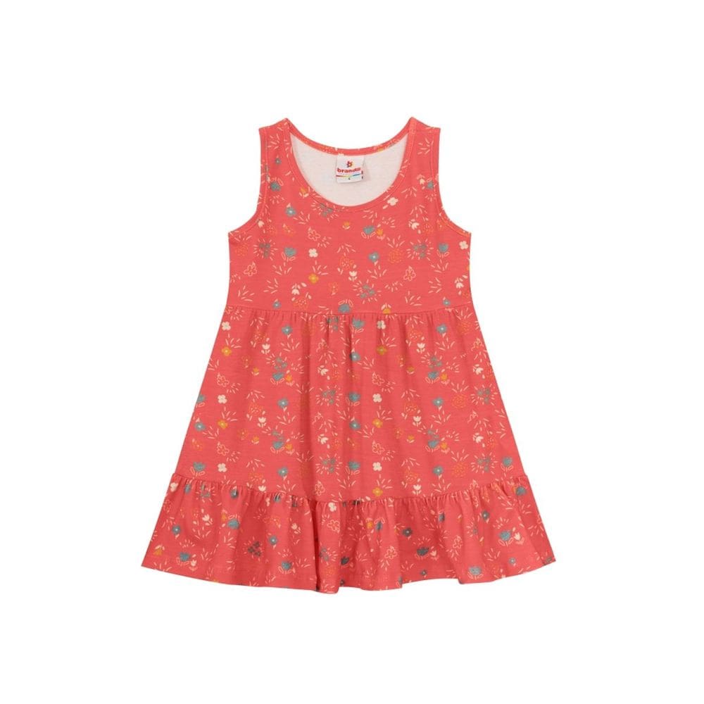 Vestido Infantil Menina Florzinhas Delicadas Vermelho