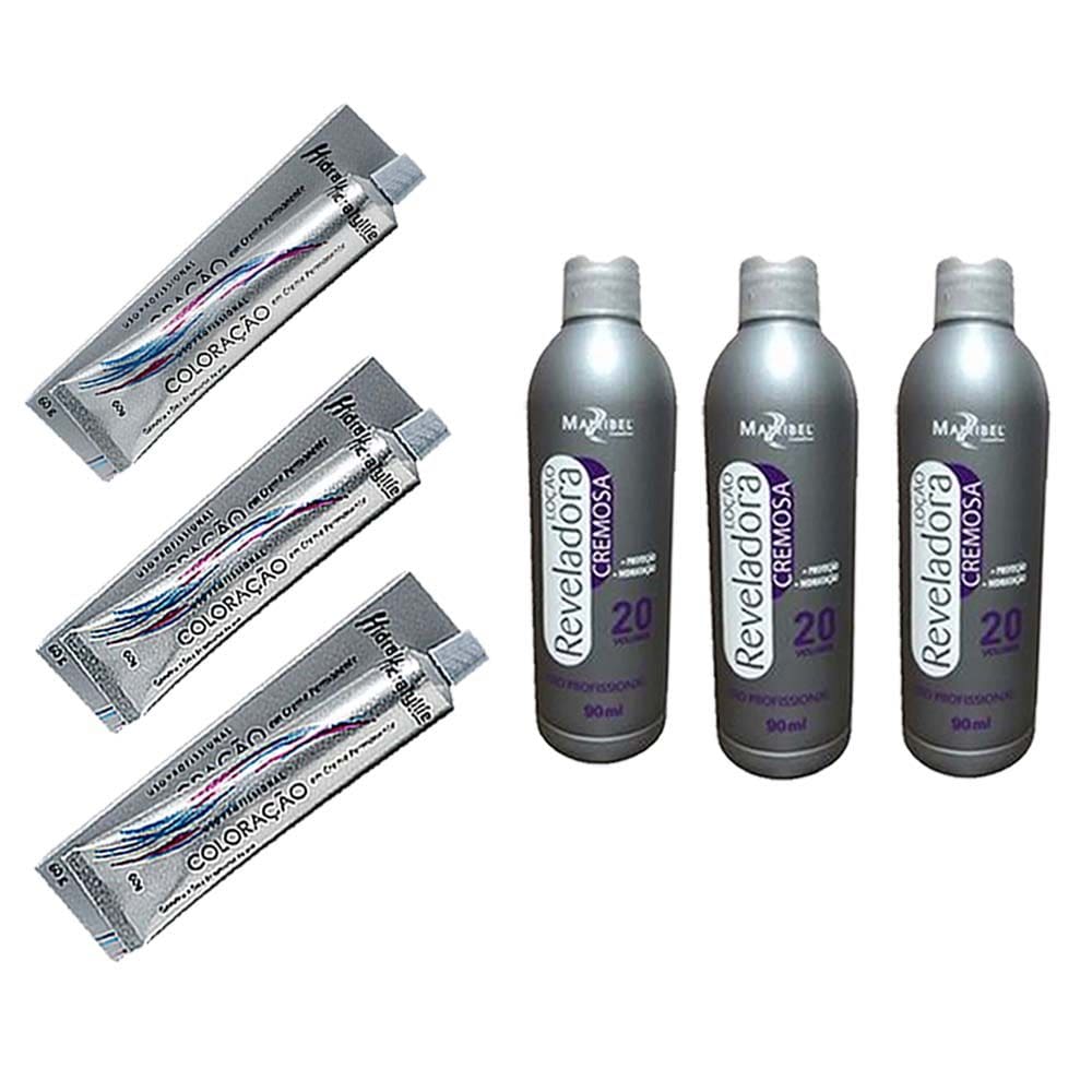 Kit Tinta Azul Royal 03 Coloração, 03 OX 20 90ml Mairibel