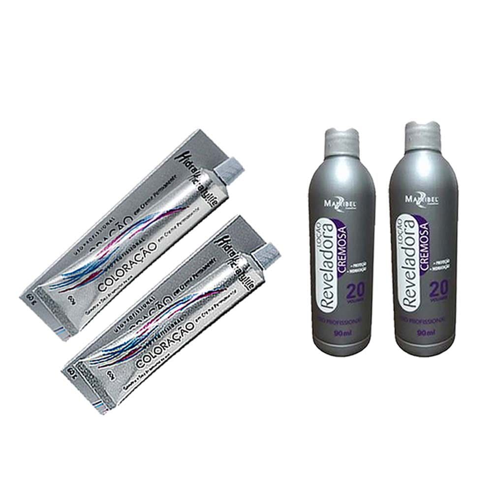 Kit Tinta Preto Azulado 02 Coloração, 02 OX 20 90ml Mairibel