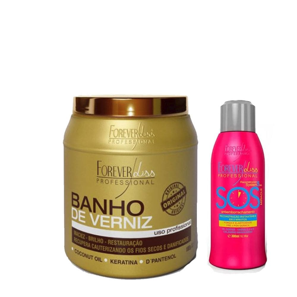 Kit SOS e Mascara Banho de Verniz 1kg Forever Liss