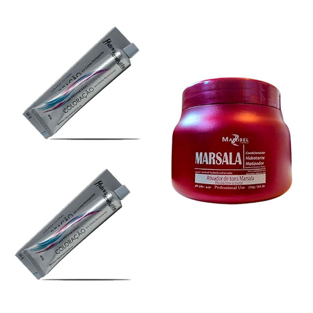 Kit Vinho Marsala 01 Mascara 250g e 02 Coloração Mairibel