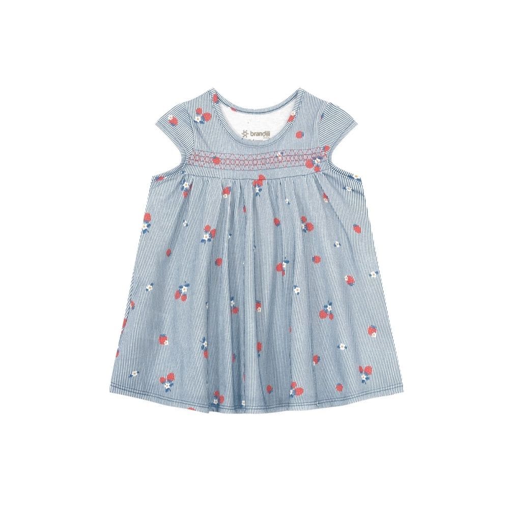 Vestido Bebê Menina De Cerejinhas Azul Brandili