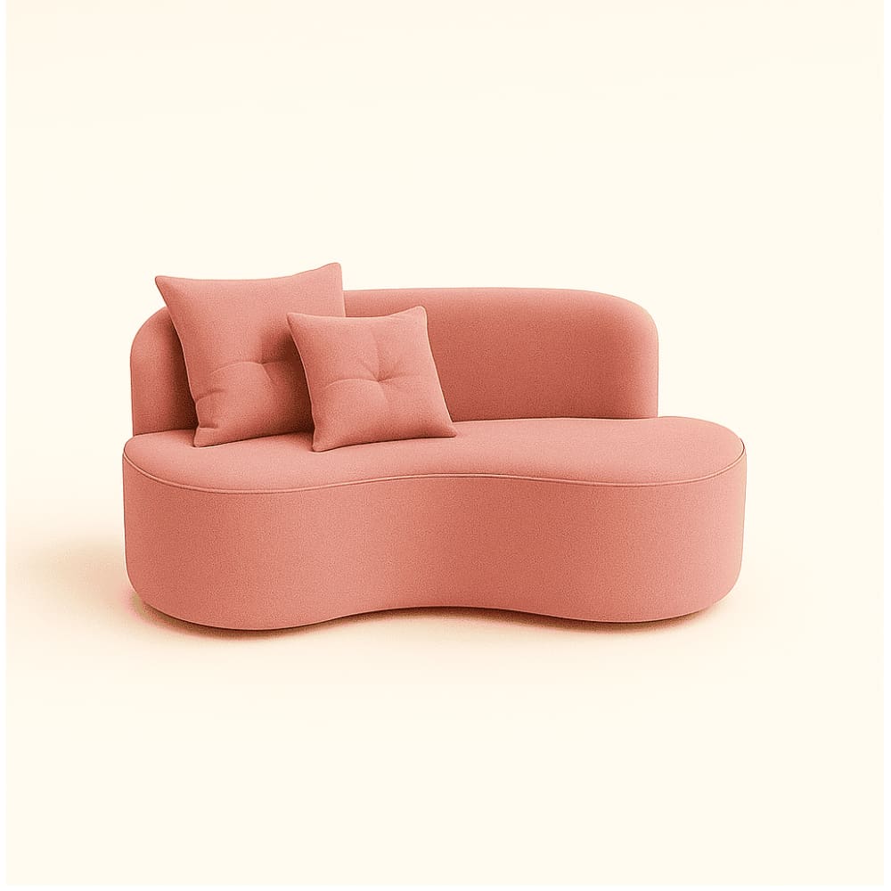 Sofá Decorativo Curvo Orgânico Nature Gaia Veludo Rosa - Montanaris Decor