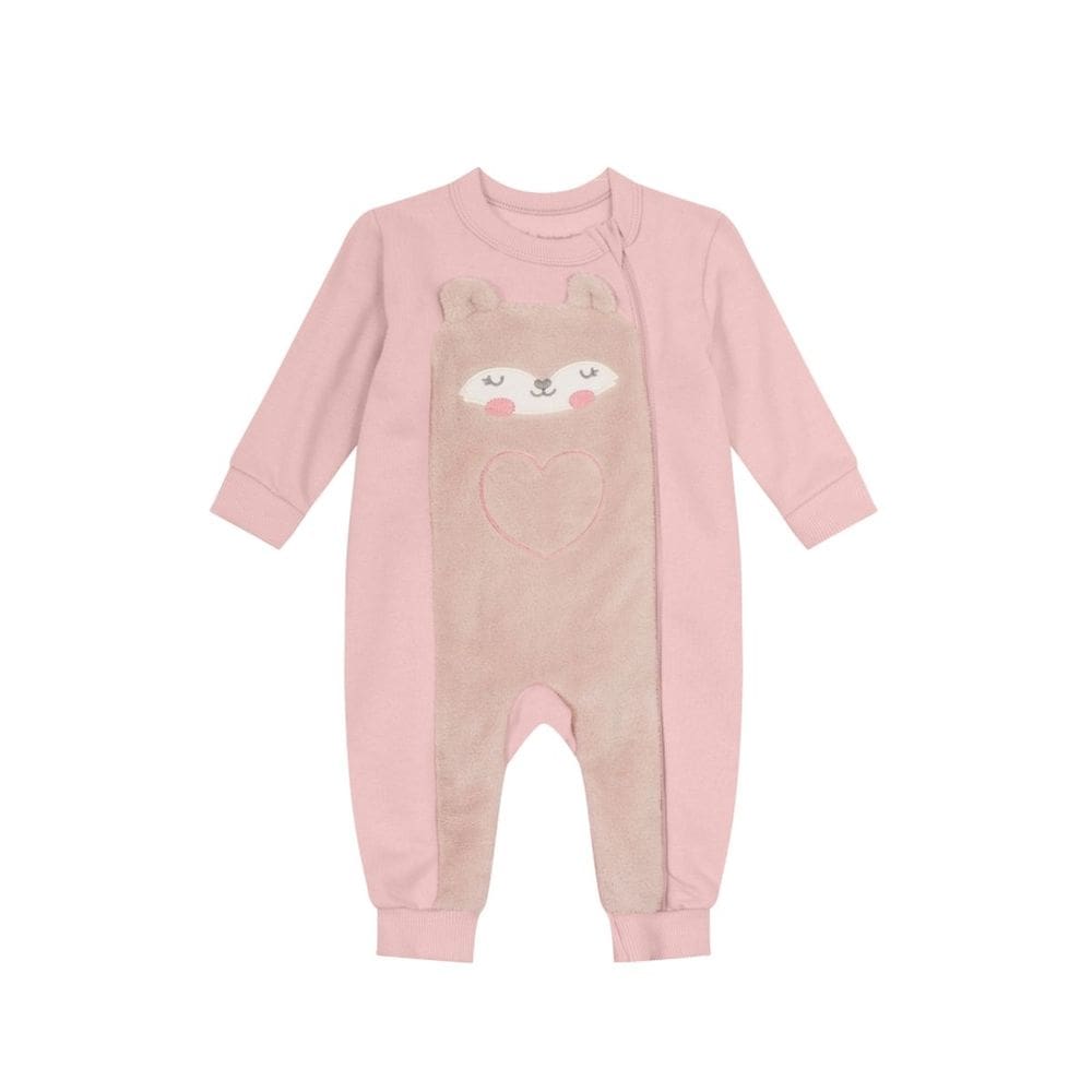 Macacão Bebê Menino Ursinho Brandili Baby Rosa