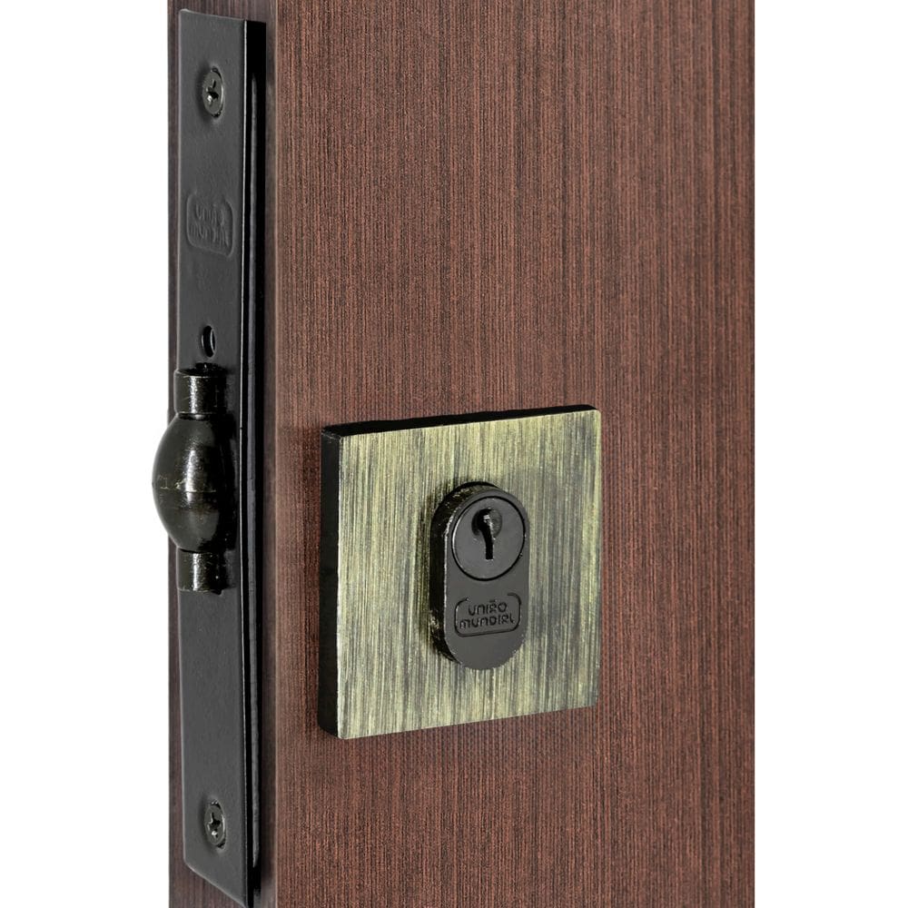 Fechadura Rolete Externa Quadrada União Mundial Porta Pivotante Cor Antique