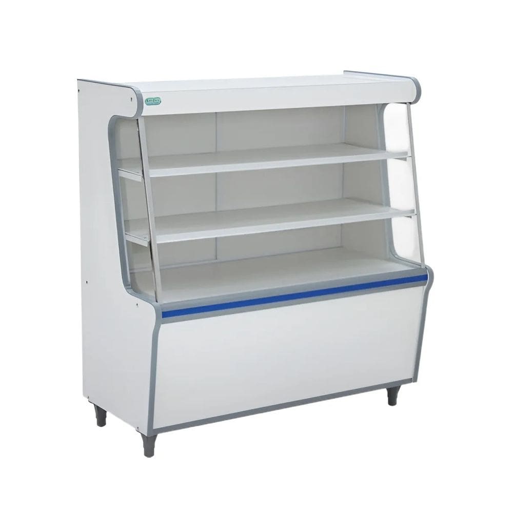 Balcão Vitrine Seco Expositor Art 100 Branco Faixa Azul