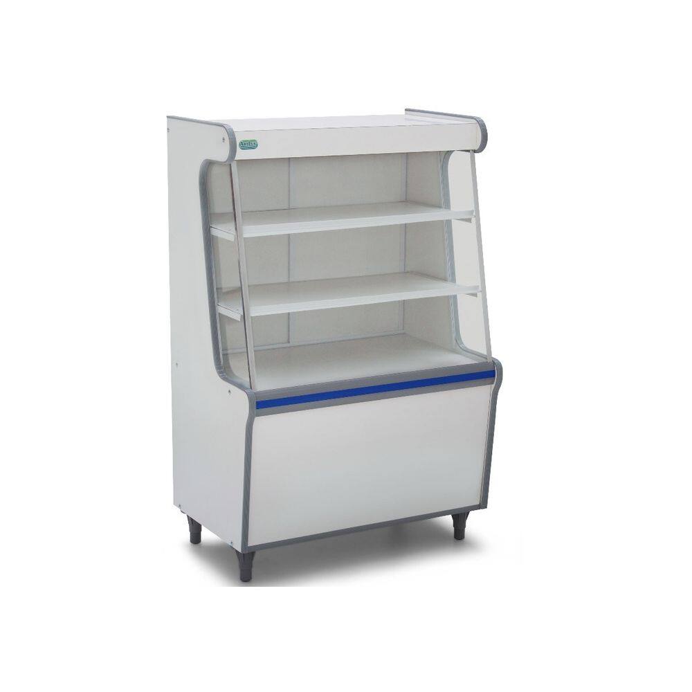 Balcão Vitrine Seco Expositor Art 70 Branco Faixa Azul