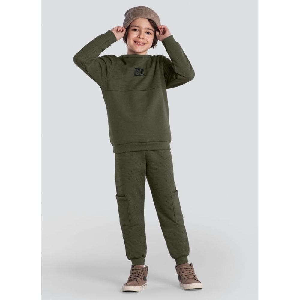 Conjunto Infantil Menino Em Moletom Brandili Verde