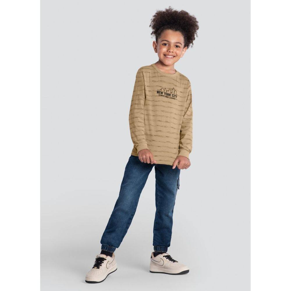Camiseta Infantil Menino Em Malha Marrom Brandili