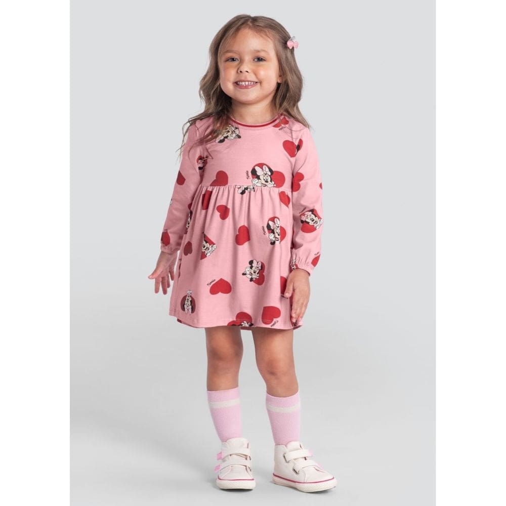 Vestido Infantil Menina Minnie Mouse Brandili