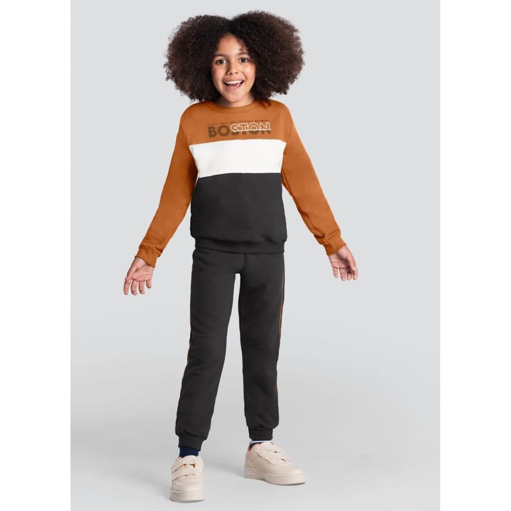 Conjunto Infantil Menino Em Relevo Brandili Marrom