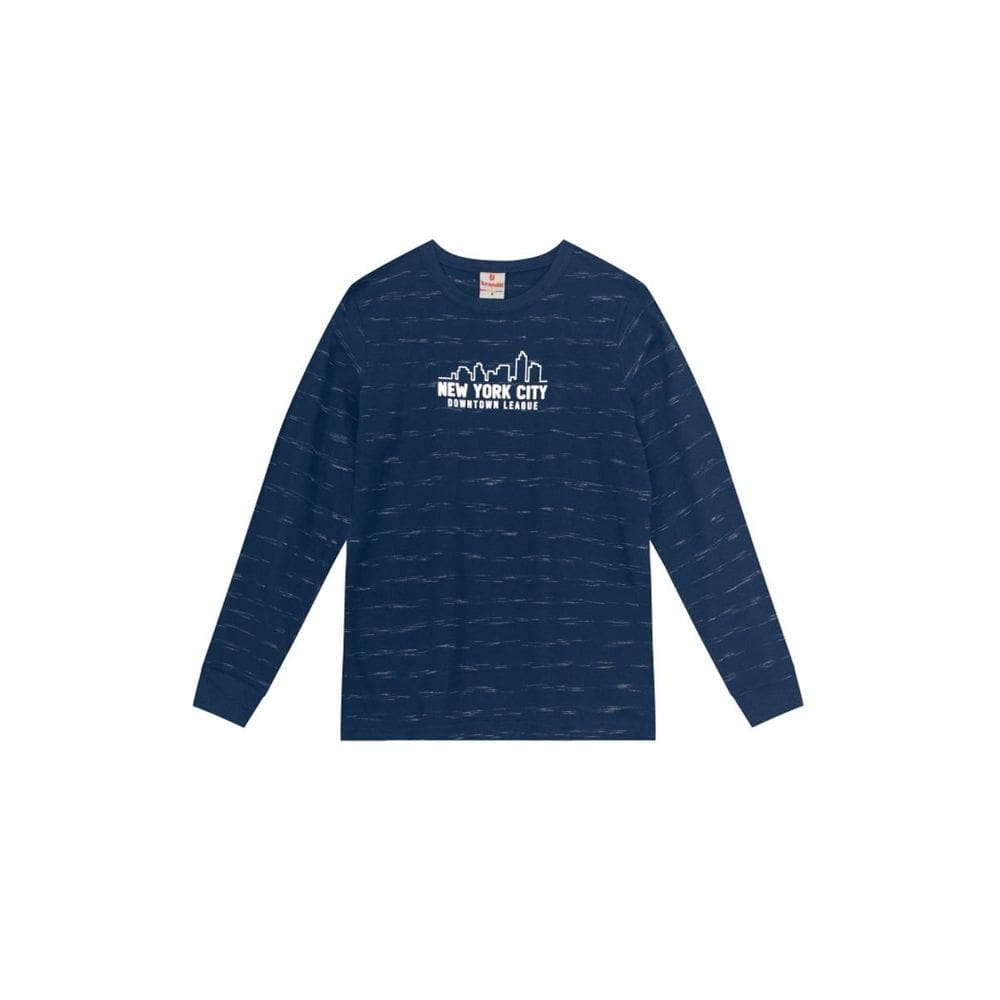 Camiseta Infantil Menino Em Malha Azul Brandili