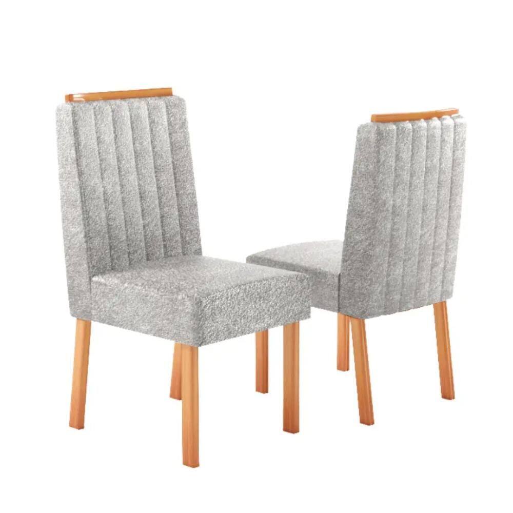 Kit 2 Cadeiras de Jantar Premium Imola Veludo Naturale e Cinza
