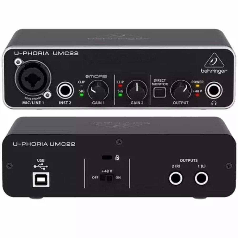 Interface Behringer U-Phoria Umc22 110V/220V Preta Gravaçã