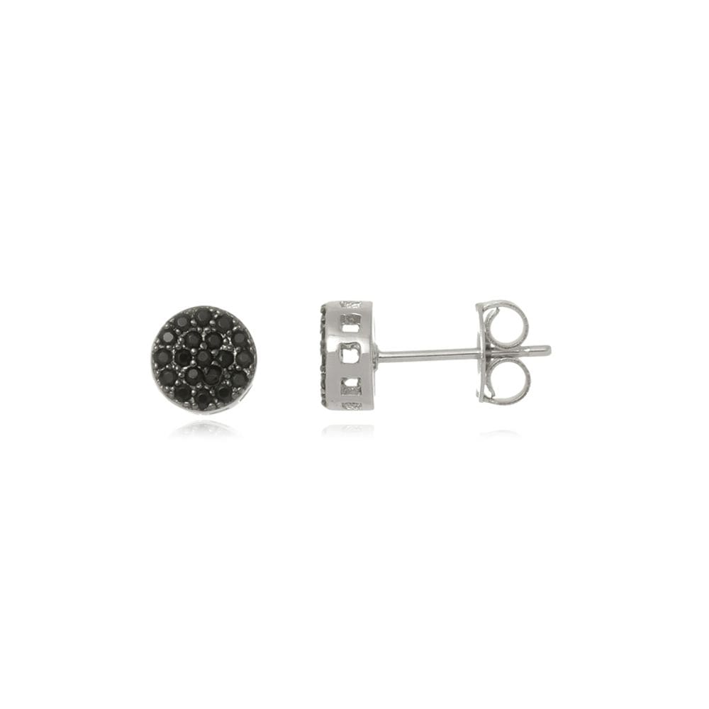 Brinco Boca Santa Semijoias Boton Diamante Negro Menor Ouro
