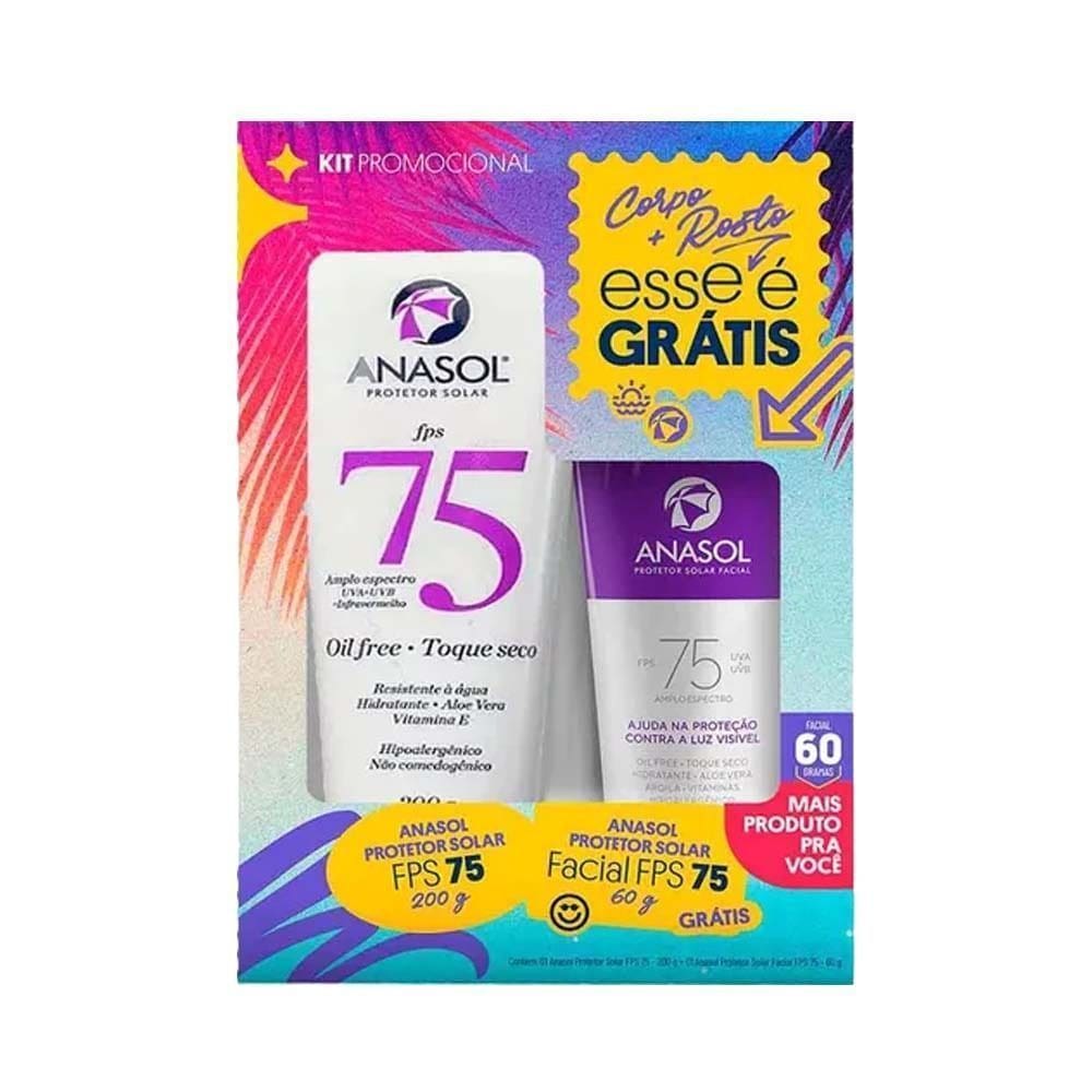Kit Anasol Protetor Solar FPS 75 200g + Protetor Solar Facial FPS 75 60g