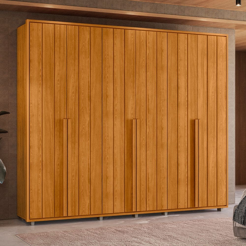 Guarda Roupa Casal Ripado em MDF 6 Portas e Pés Volpi Madetec