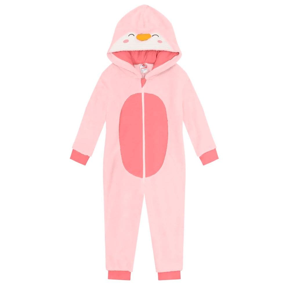 Macacão pijama infantil de ursinho Brandili Rosa