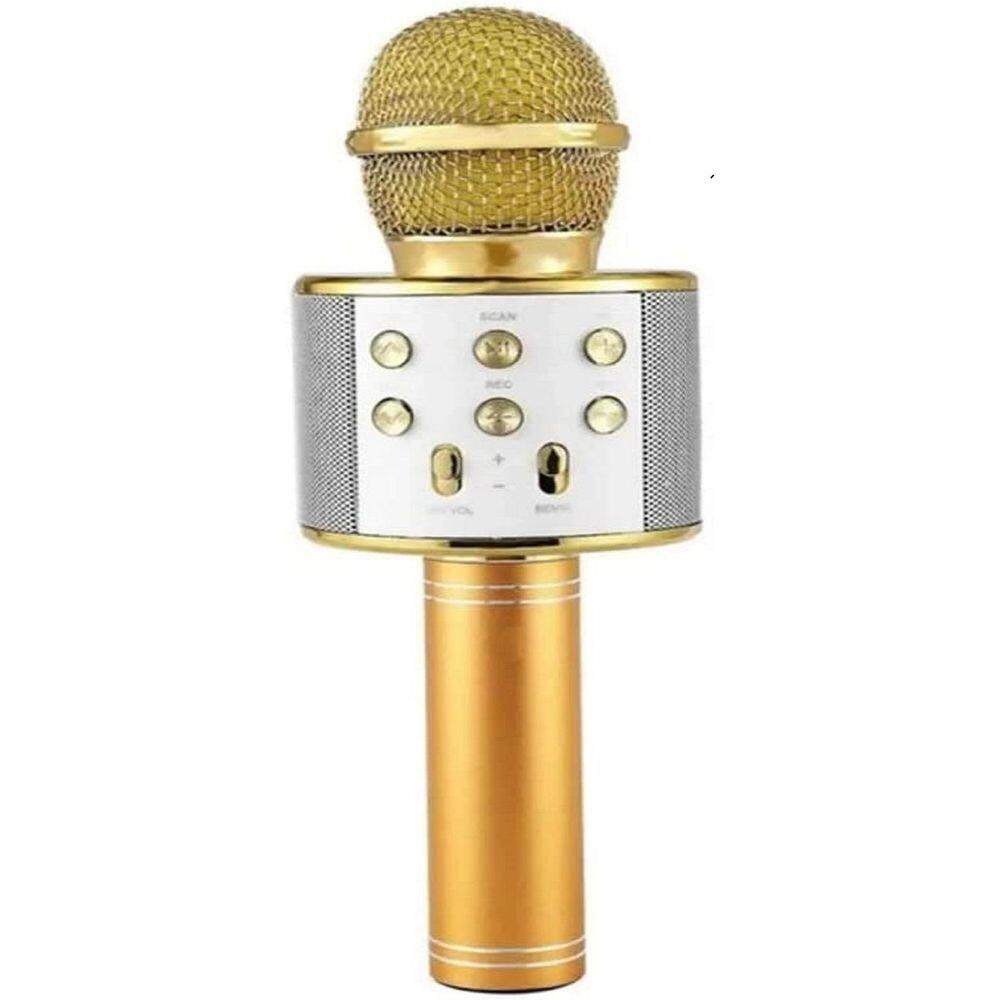 Microfone Sem Fio Bluetooth Karaokê Ws 858 Dourado Homolog
