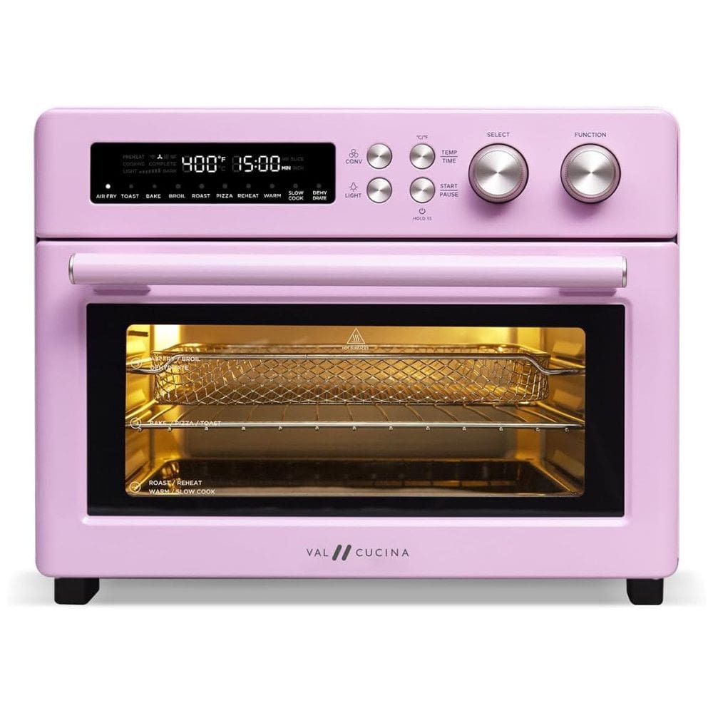Forno de Convecção 10 em 1, 24,8L com Função Air Fryer, Livro de Receitas e Aquecimento Infravermelho, 1750W, Val Cucina Retrô, Rosa