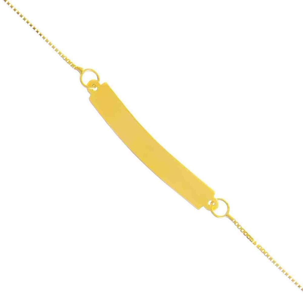 Pulseira De Placa Ouro 18K Dourado Infantil