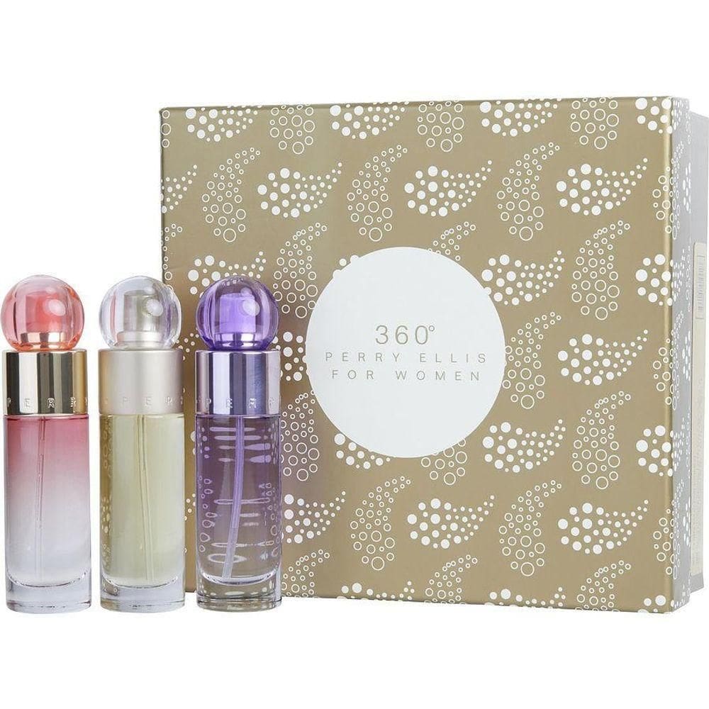 Cx De Presente Feminino Perry Ellis 360 Variety Perry Ellis Perry Ellis 360 Eau De Toilette + Perry Ellis 360 Coral Eau De Parfum + Perry Ellis 360 Pu
