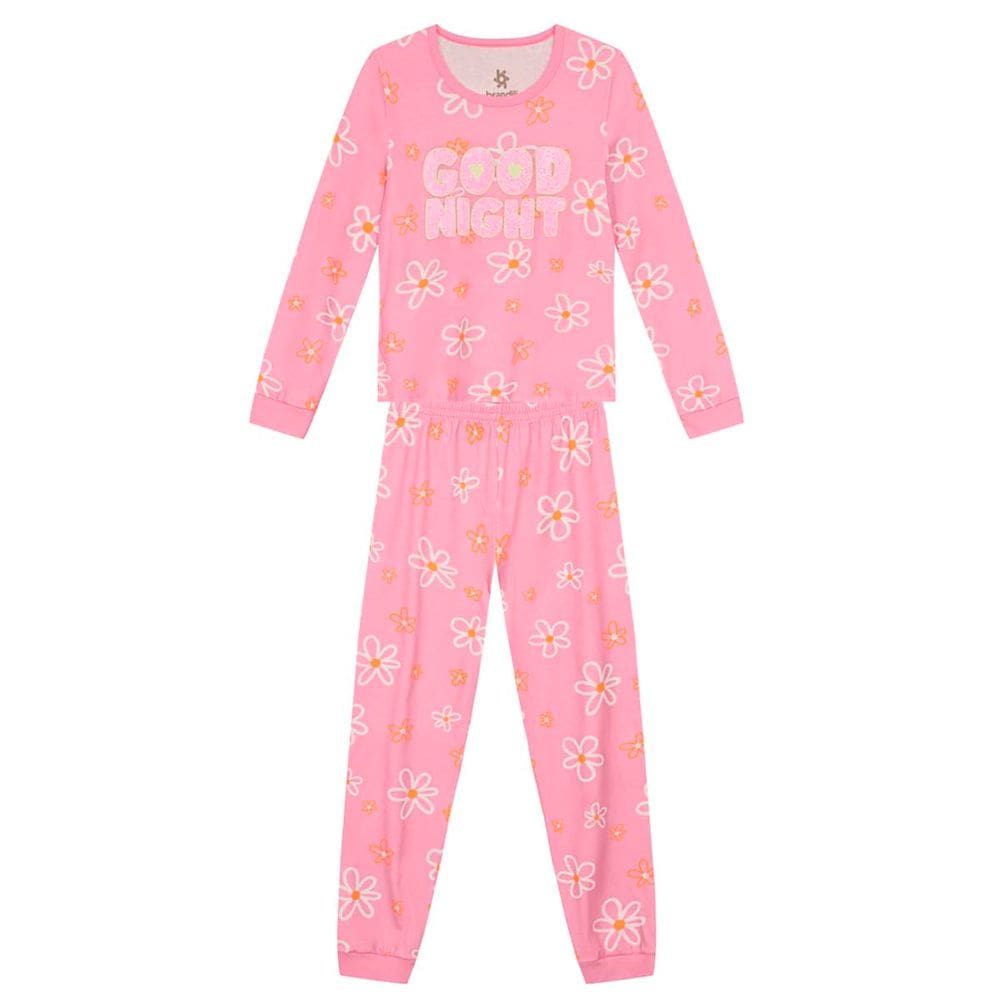 Pijama brilha no escuro infantil menina Brandili Rosa