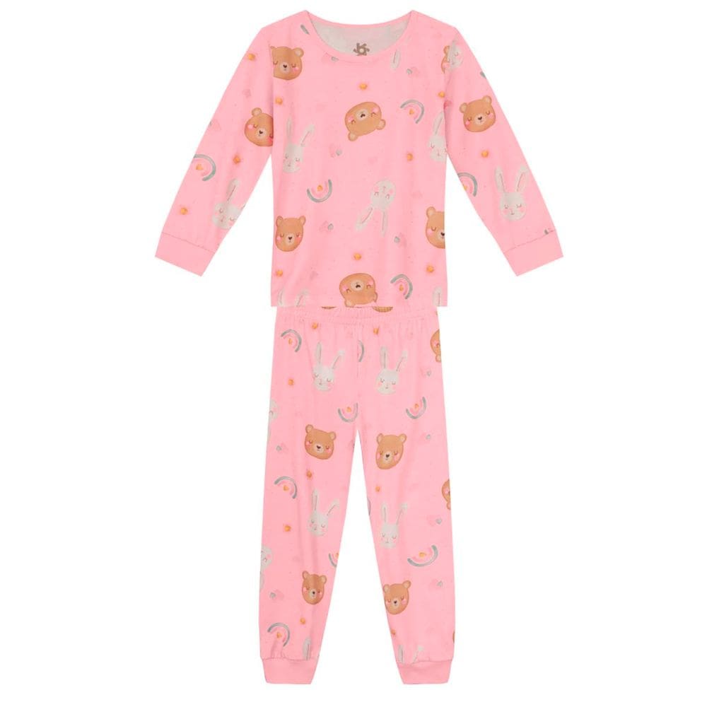 Pijama Infantil Menina de Ursinho - Rosa - Brandili