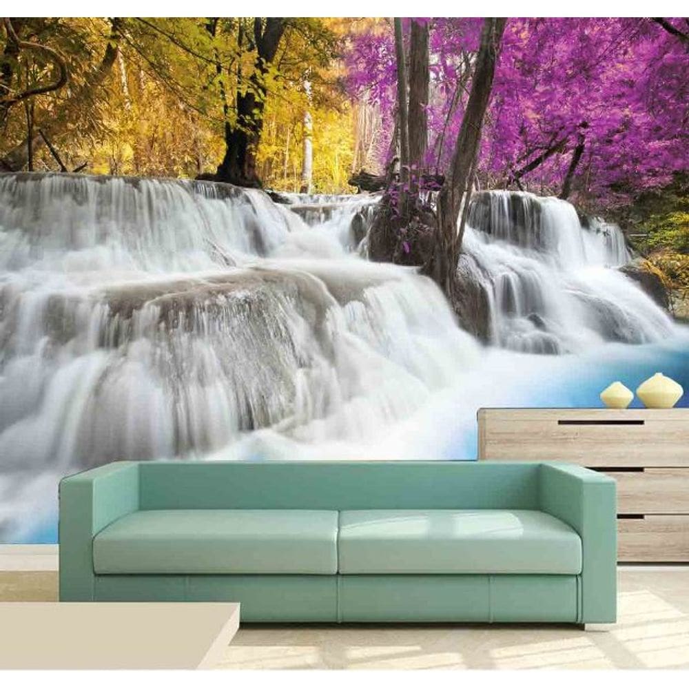 Papel Parede Painel Fotográfico Cachoeira 3D 3,75M² Na 077