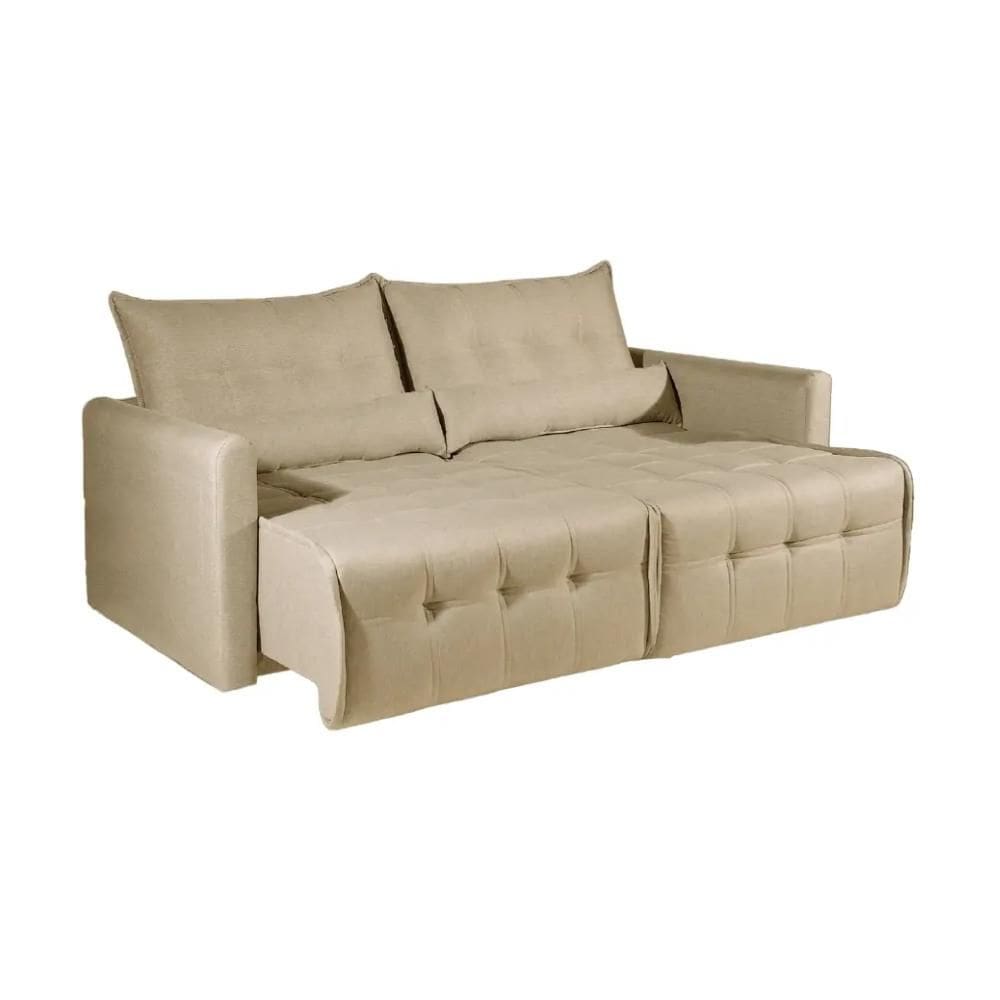 Sofá-Cama 3 Lugares Retrátil Império Linho Bege 215cm