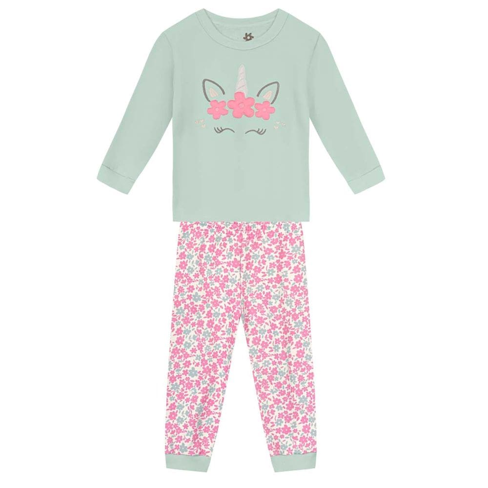 Pijama infantil menina de unicórnio Brandili Verde