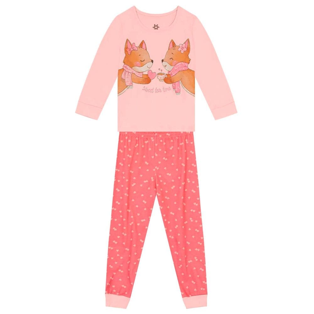 Pijama infantil menina raposinha brilha escuro Brandili Rosa