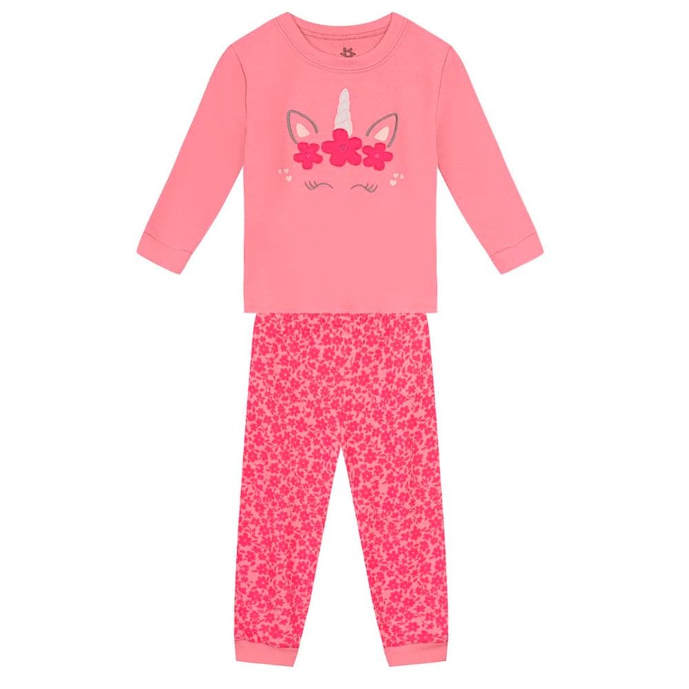 Pijama infantil menina de unicórnio Brandili Rosa