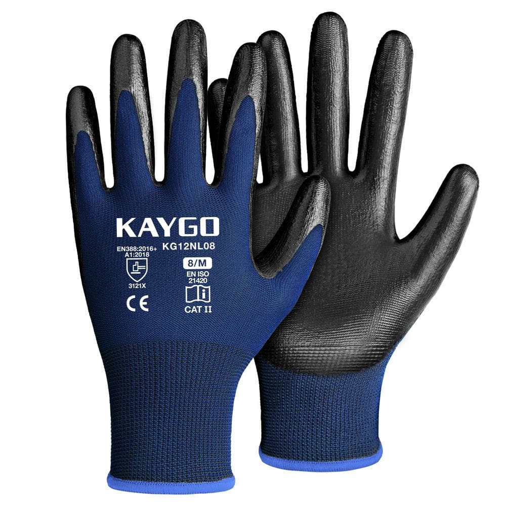 Luvas de trabalho KAYGO KG12N revestidas com nitrilo 12 pares tamanho M