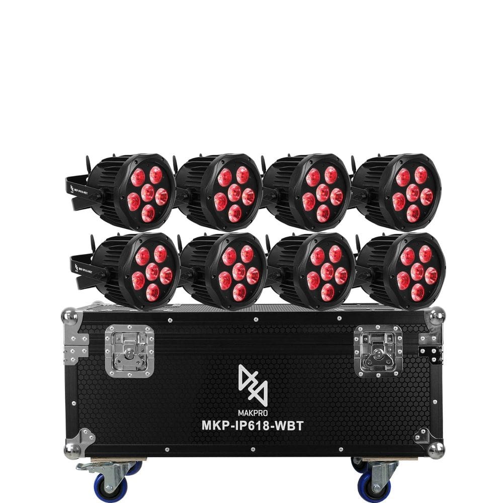 Par Led Mak Pro Outdoor Wireless Sem Fio Mkp-Ip618-Wbt Case C/ 8