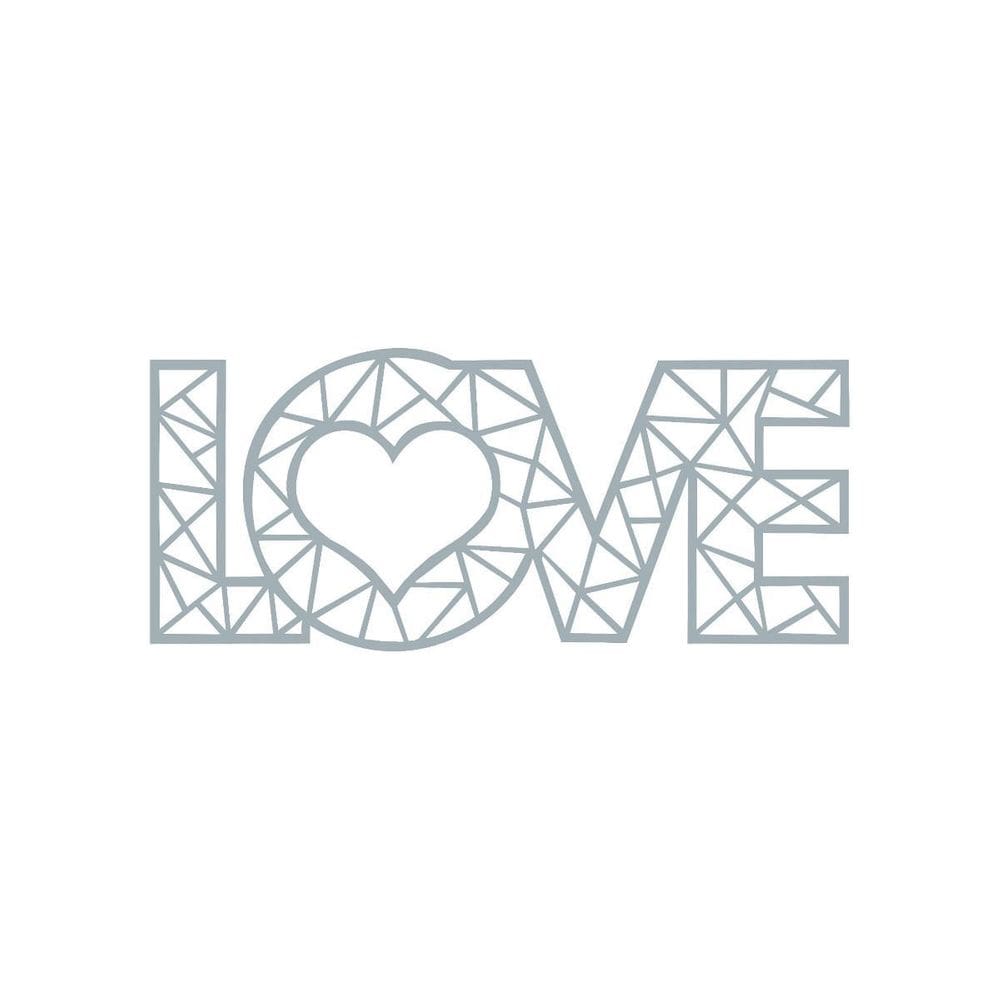 Quadro Decorativo Cinza Mdf Love 40X20Cm