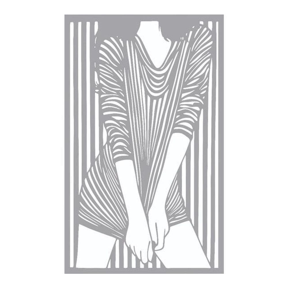 Quadro Decorativo Mdf Cinza Mulher Com Vestido 40X20Cm