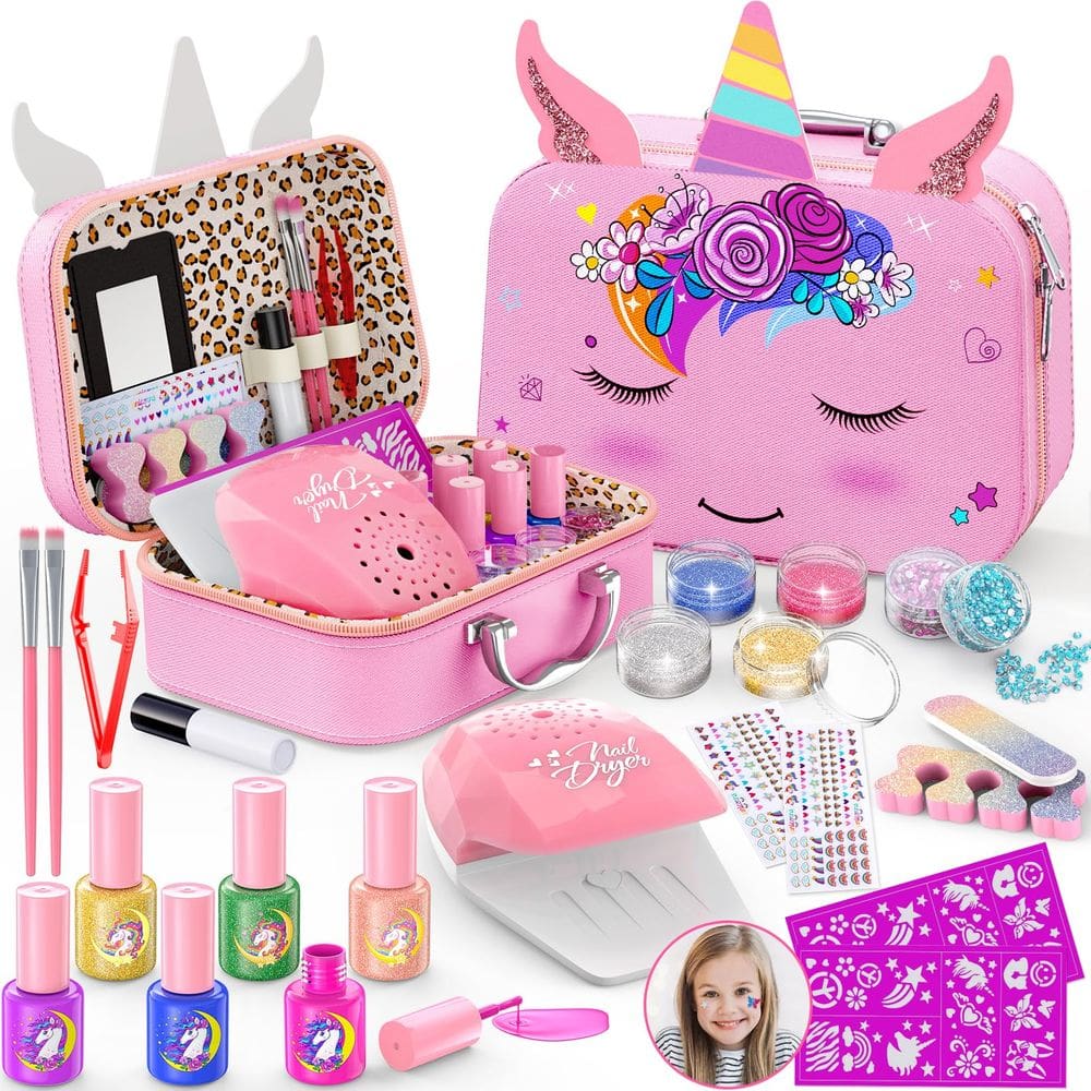 Conjunto de esmaltes Websonaw Kids com secador de unhas e adesivos de 3 a 12 anos