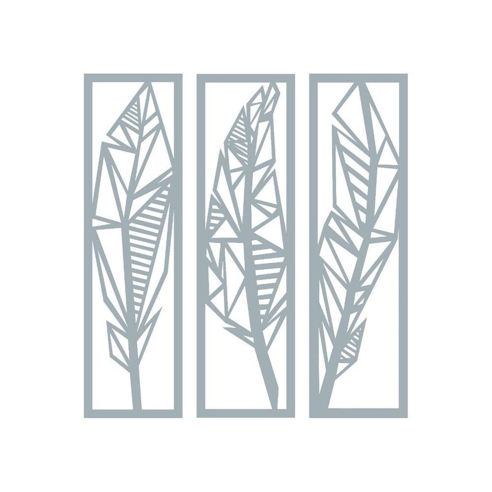 Quadro Decorativo Cinza Mdf Folhas De Bananeira 40X20Cm