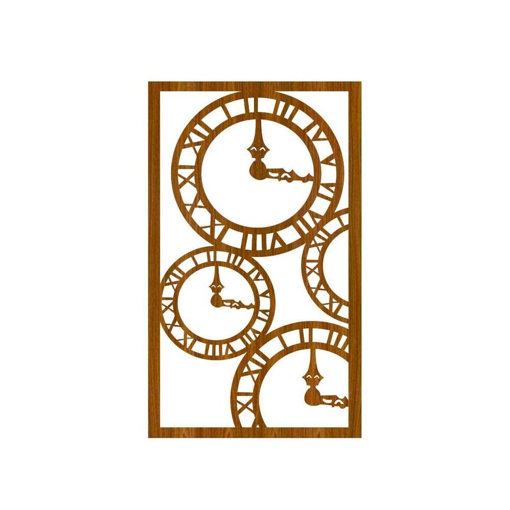 Quadro Decorativo Carvalho Mdf Relógio Londres 40X20Cm