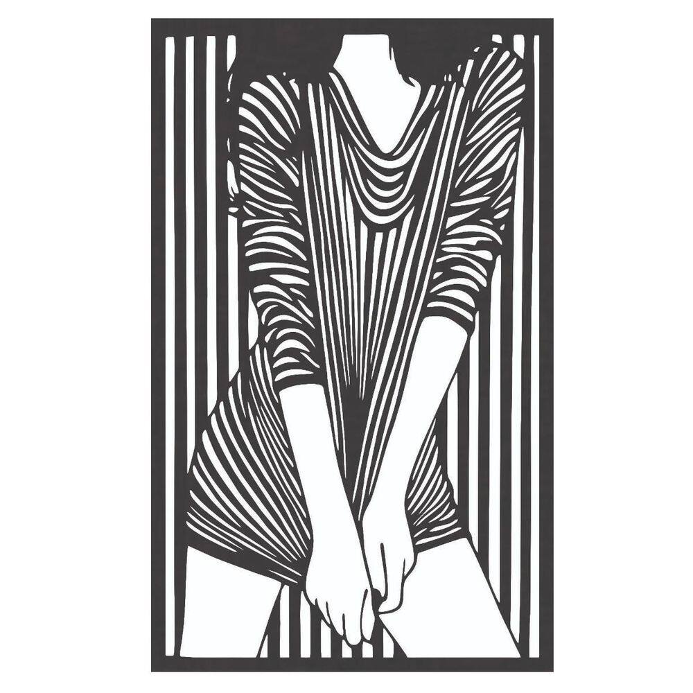 Quadro Decorativo Mdf Preto Mulher Com Vestido 40X20Cm