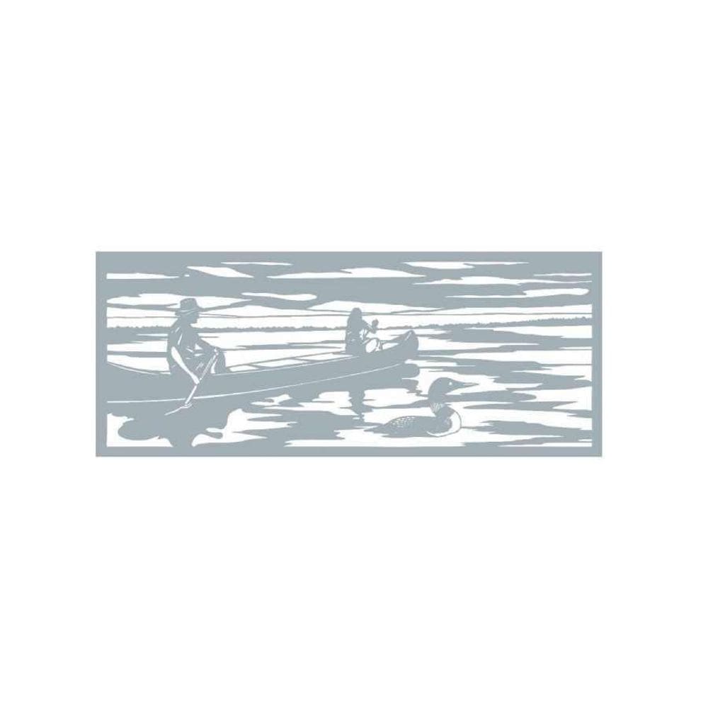 Quadro Decorativo Cinza Mdf Barco Pescadores 40X20Cm