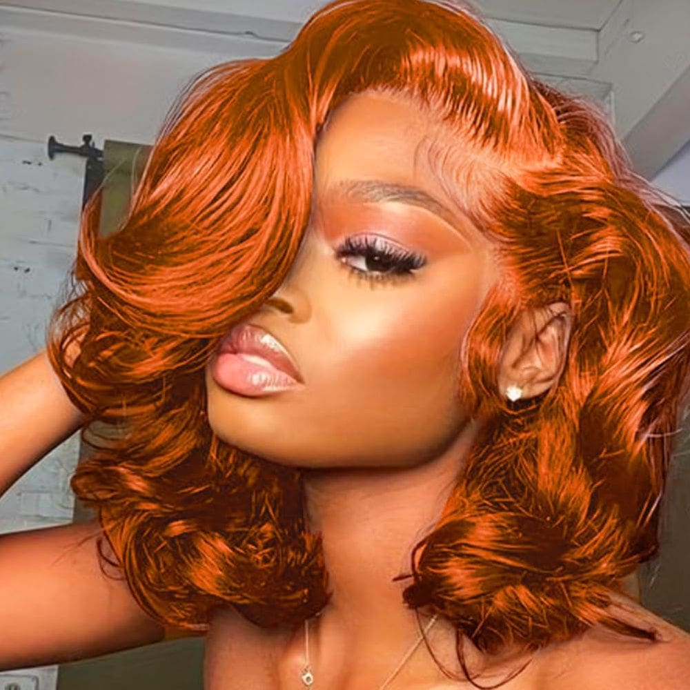 Peruca FASCARA 350 Ginger Orange Short Bob 30cm de cabelo humano