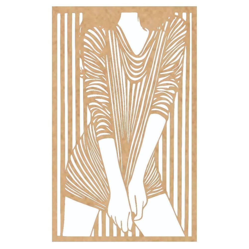 Quadro Decorativo Mdf Cru Mulher Com Vestido 40X20Cm