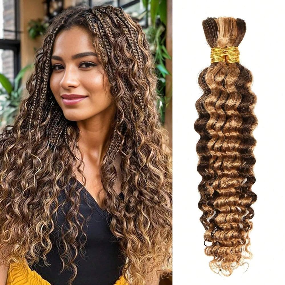 Cabelo humano a granel para trançar RICROF Deep Water Wave 55cm 110g